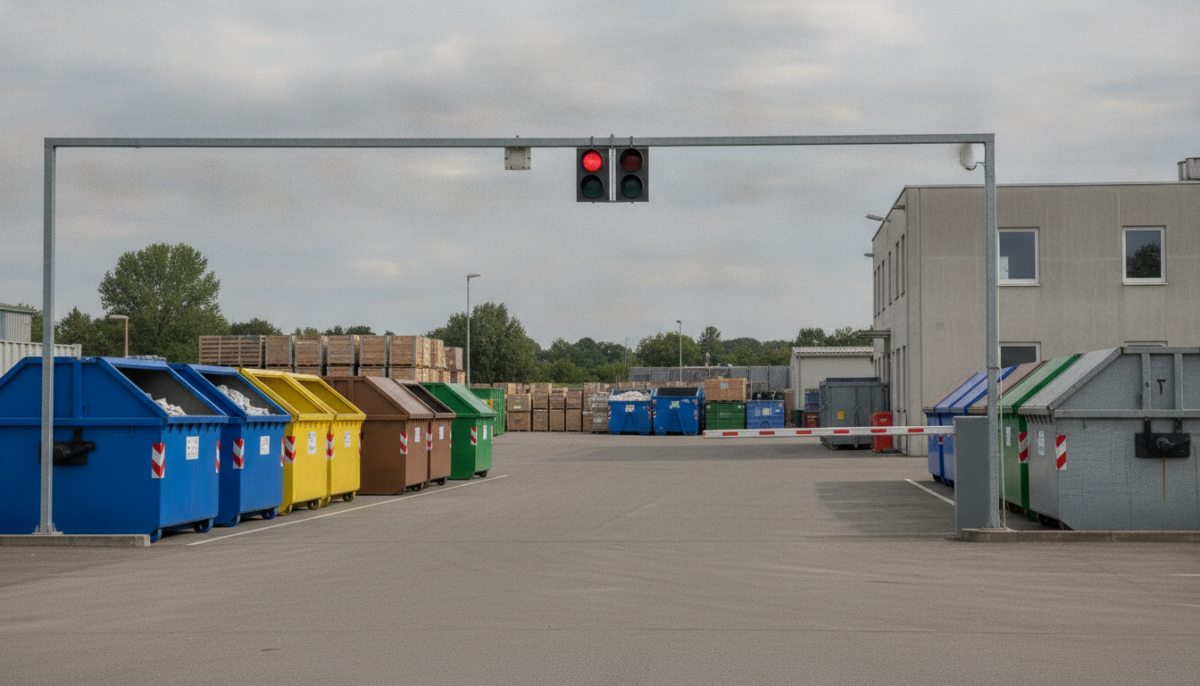 Kommunaler Recyclinghof mit Containern