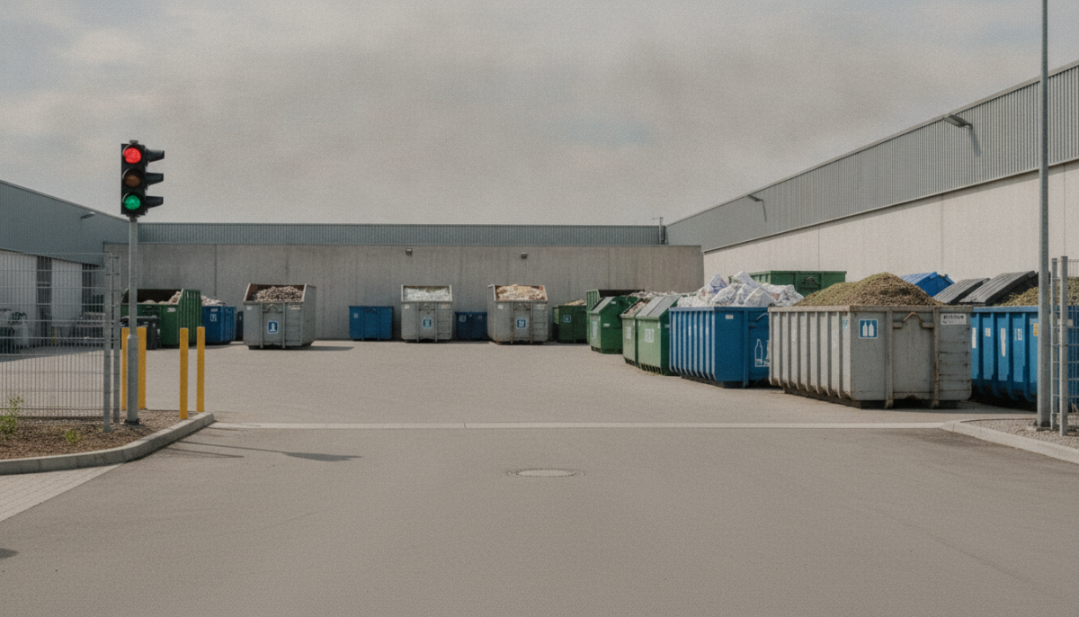 Kommunaler Recyclinghof mit Containern