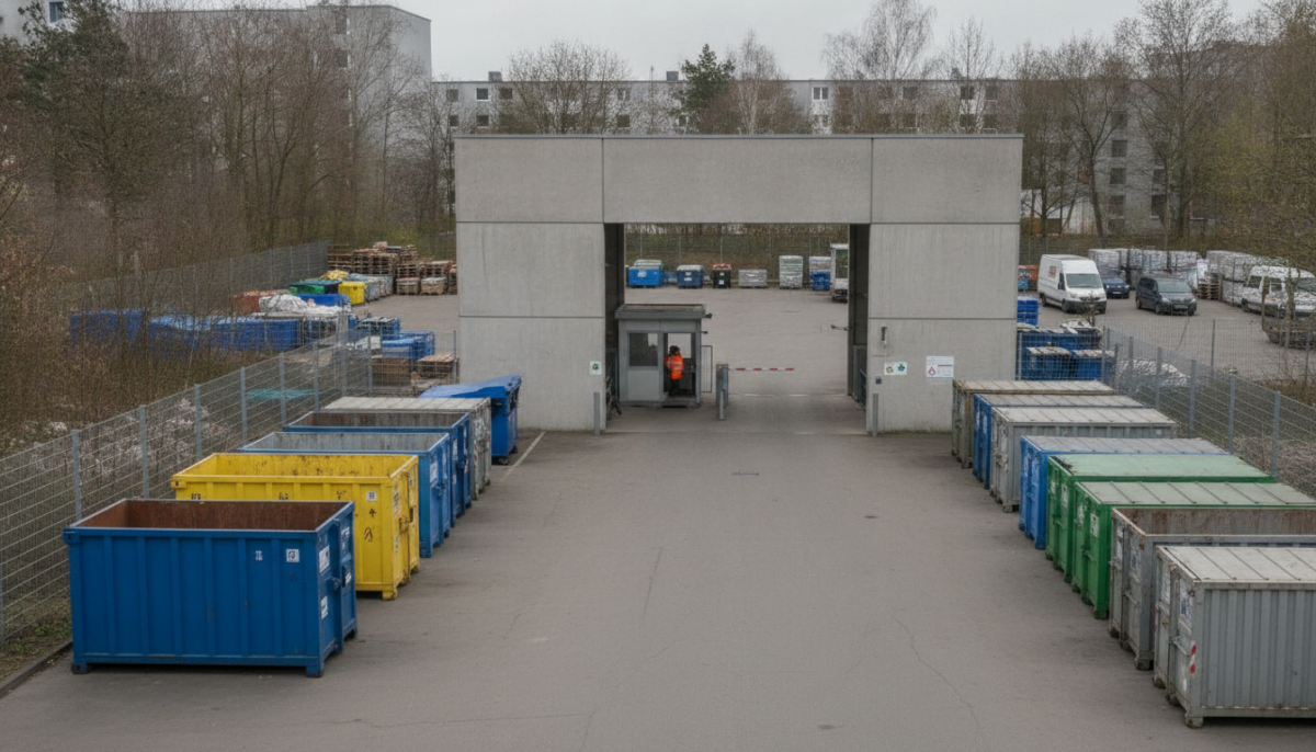 Kommunaler Recyclinghof mit Containern