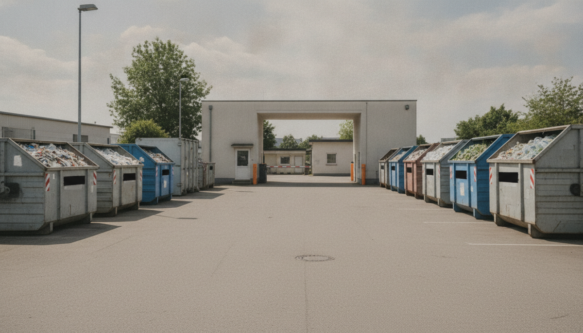 Kommunaler Recyclinghof mit Containern