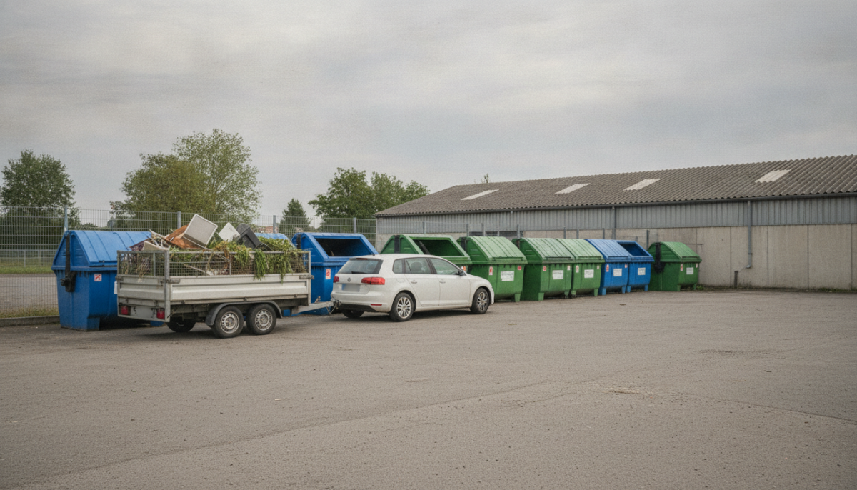 Kommunaler Recyclinghof mit Containern