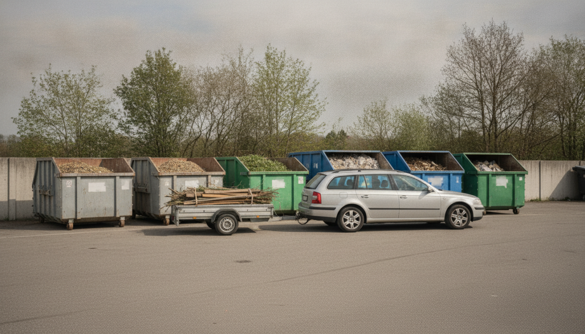 Kommunaler Recyclinghof mit Containern