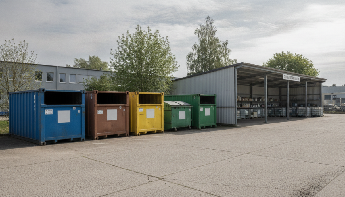 Kommunaler Recyclinghof mit Containern