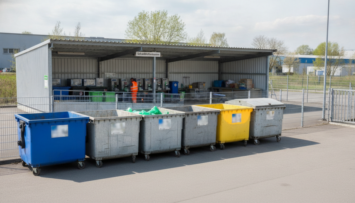 Kommunaler Recyclinghof mit Containern