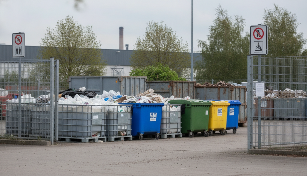 Kommunaler Recyclinghof mit Containern