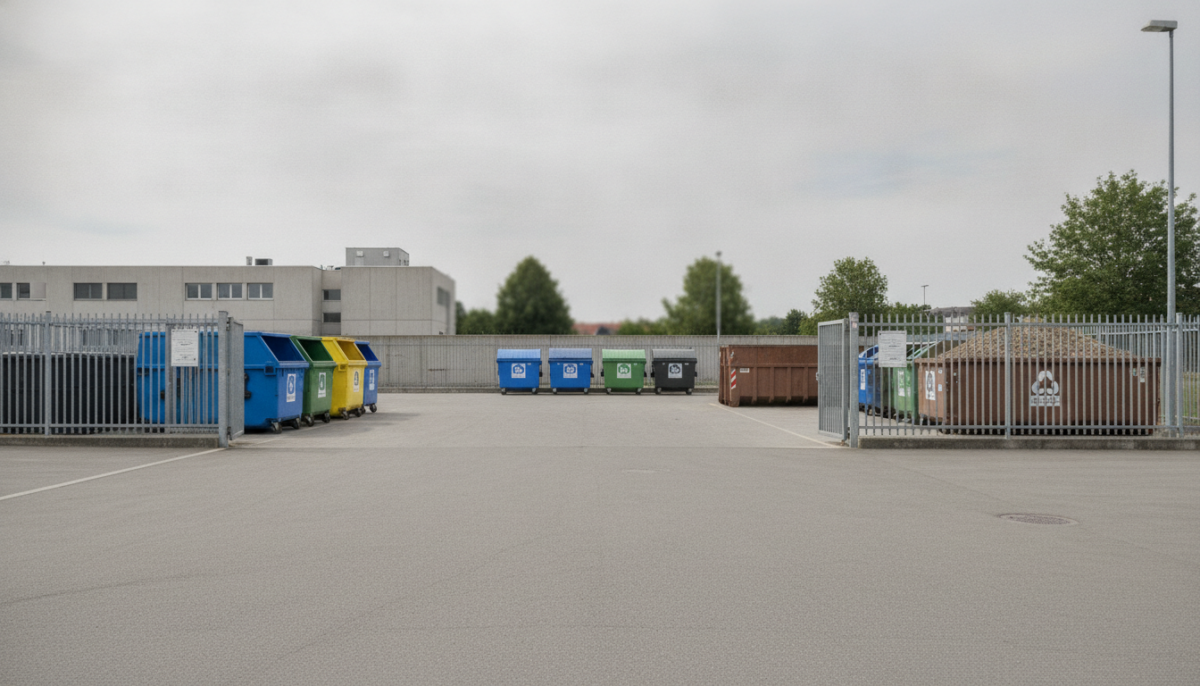 Kommunaler Recyclinghof mit Containern