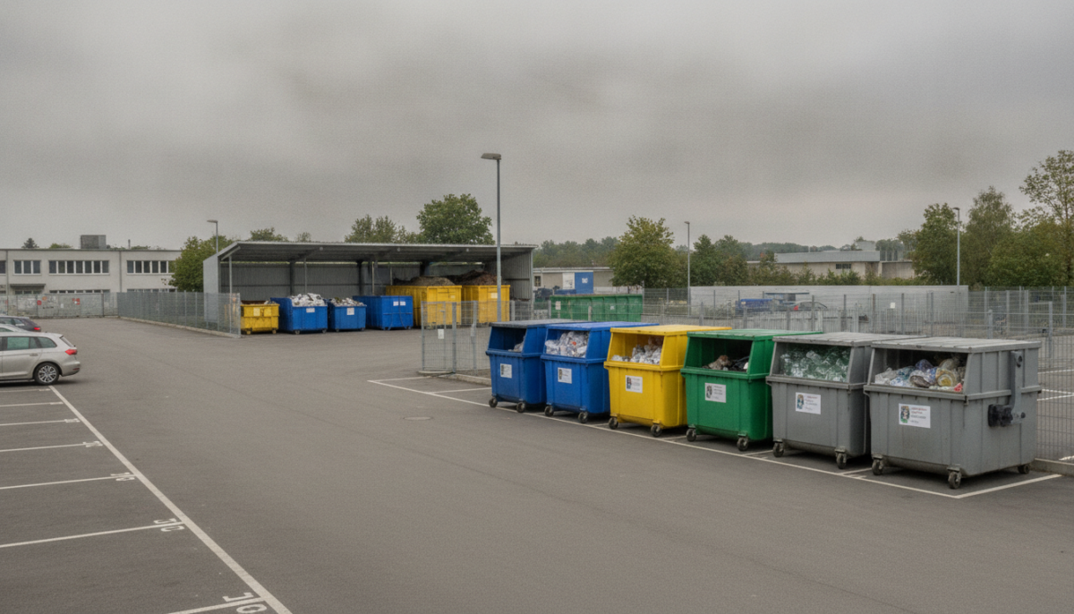 Kommunaler Recyclinghof mit Containern