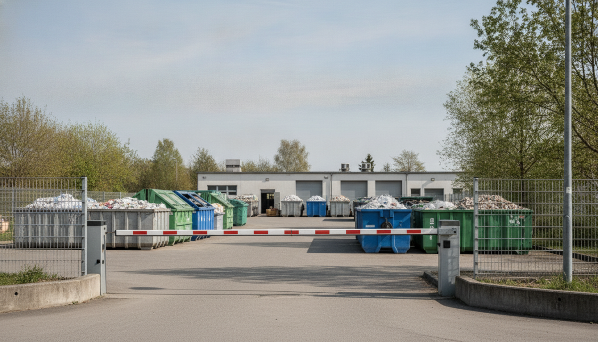 Kommunaler Recyclinghof mit Containern