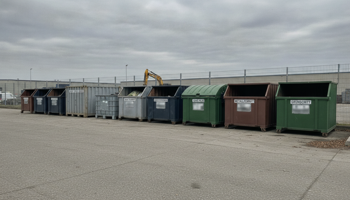 Kommunaler Wertstoffhof mit Containern