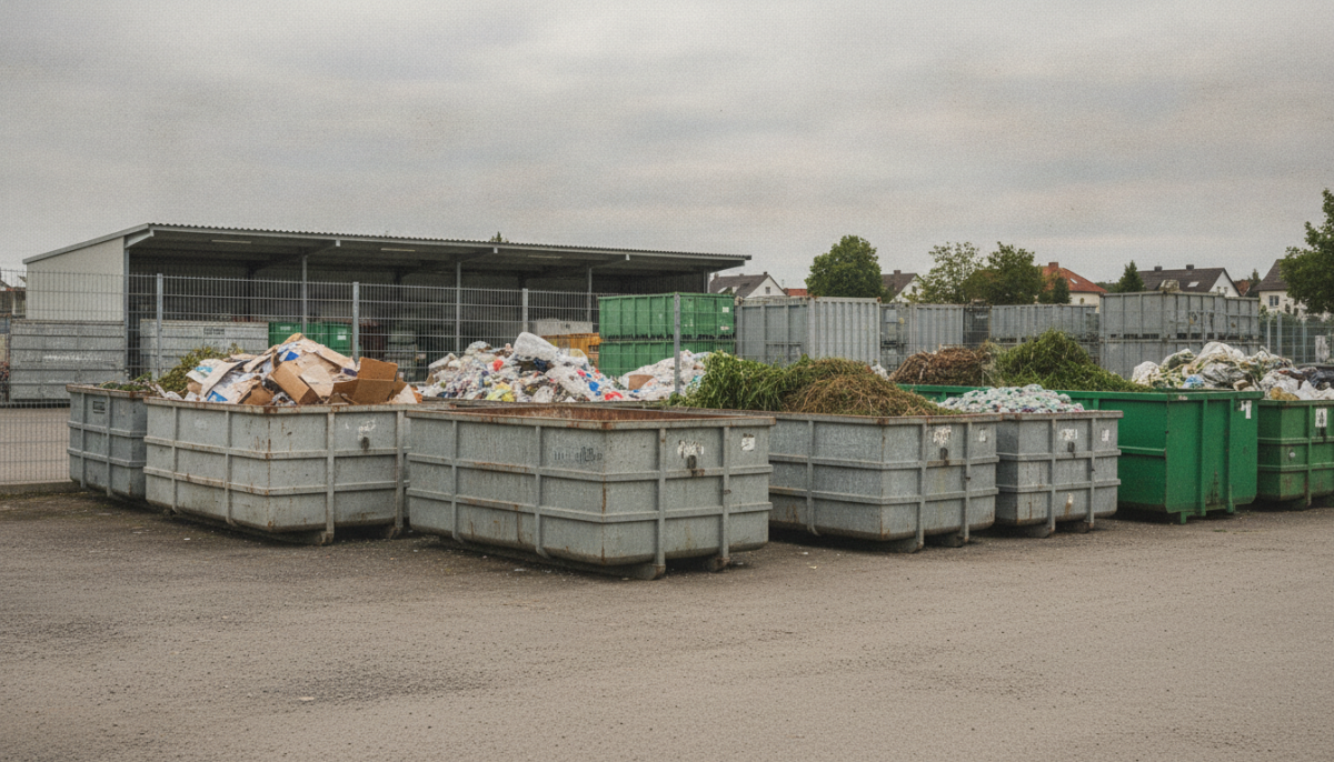 Kommunaler Wertstoffhof mit Containern