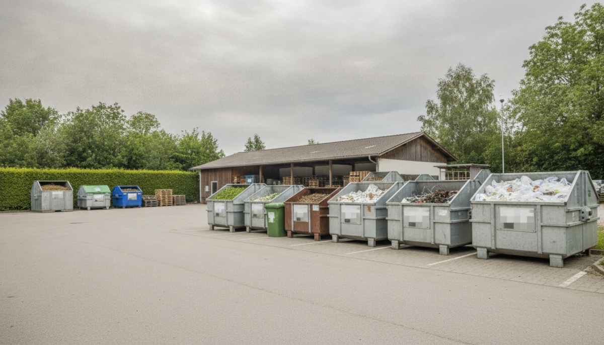 Kommunaler Wertstoffhof mit Containern