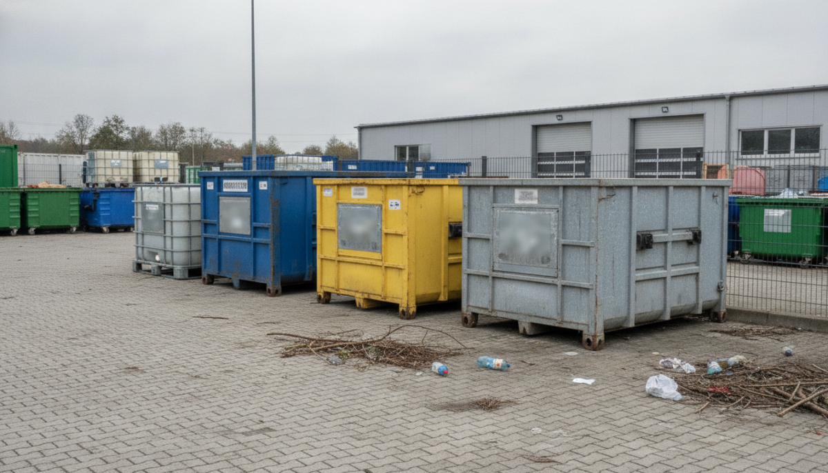 Kommunaler Wertstoffhof mit Containern