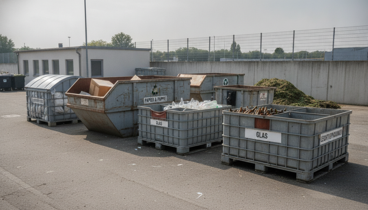 Kommunaler Wertstoffhof mit Containern