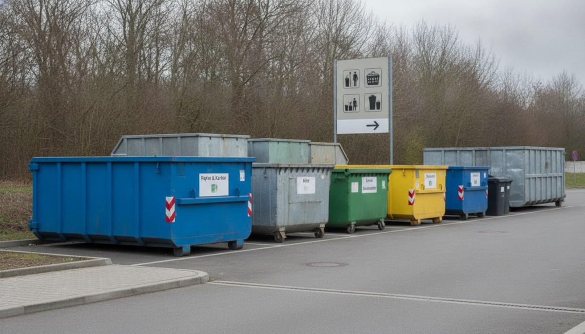Kommunaler Wertstoffhof mit Containern