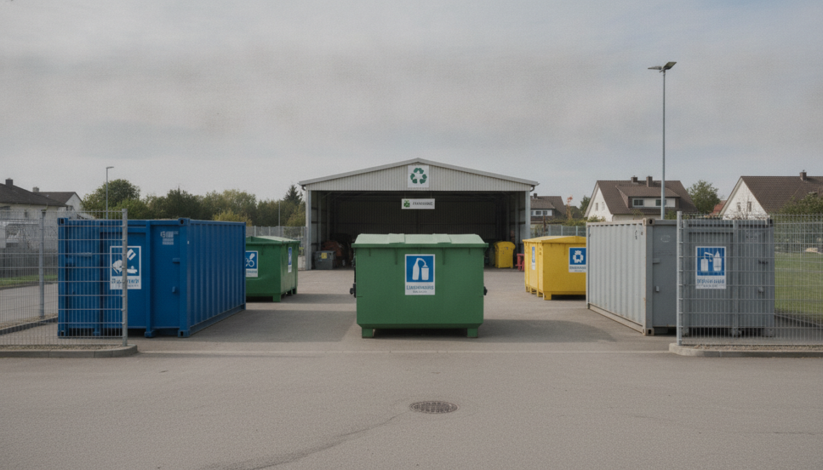 Kommunaler Wertstoffhof mit Containern