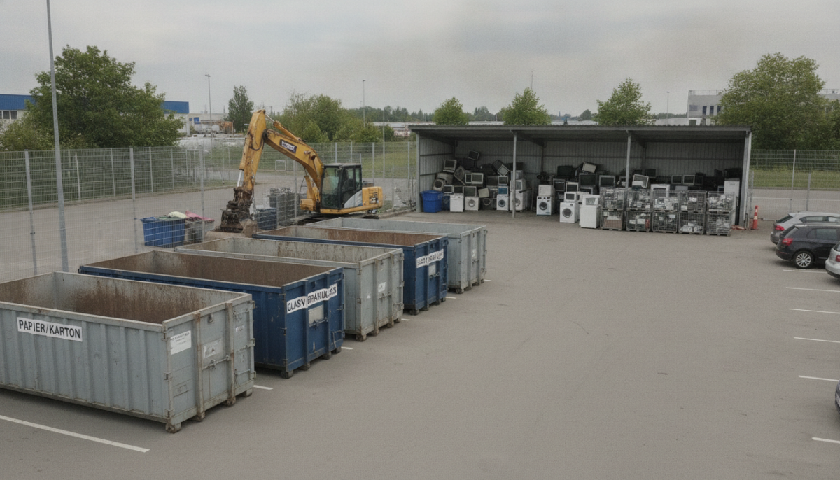 Kommunaler Wertstoffhof mit Containern