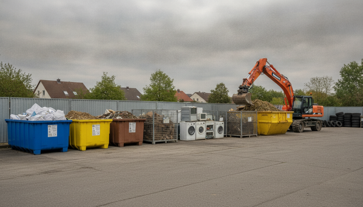 Kommunaler Wertstoffhof mit Containern