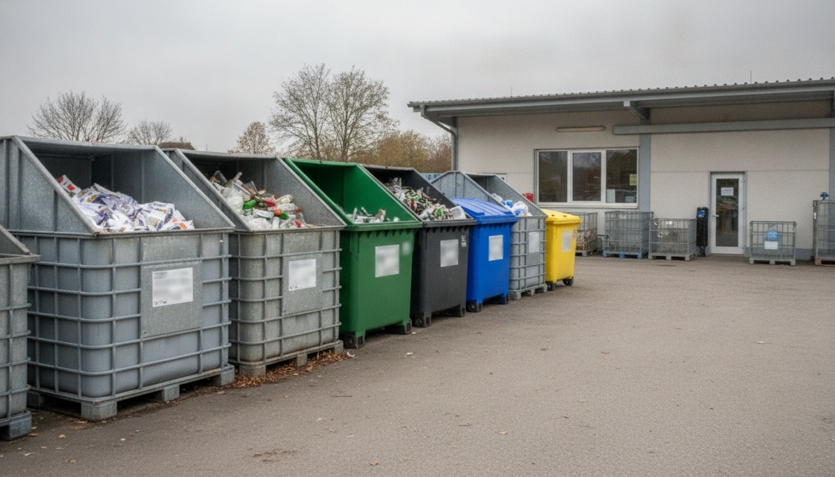 Kommunaler Wertstoffhof mit Containern