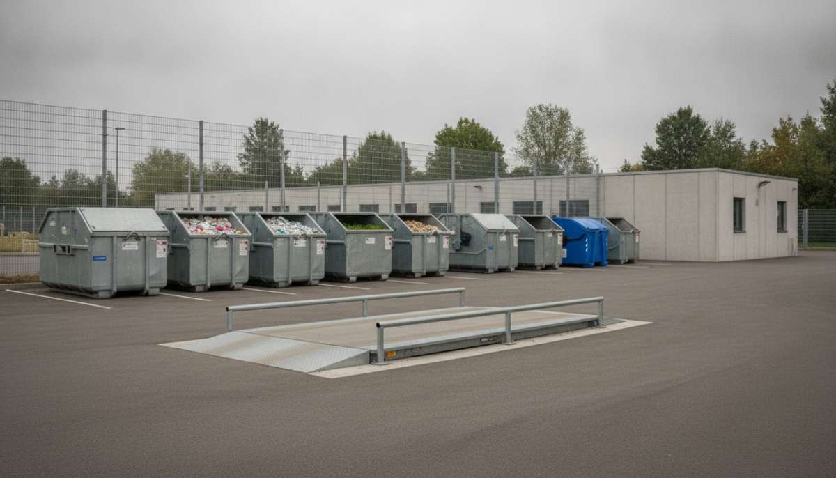 Kommunales Abfallzentrum mit Containern