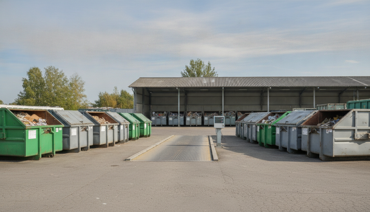 Kommunales Abfallzentrum mit Containern
