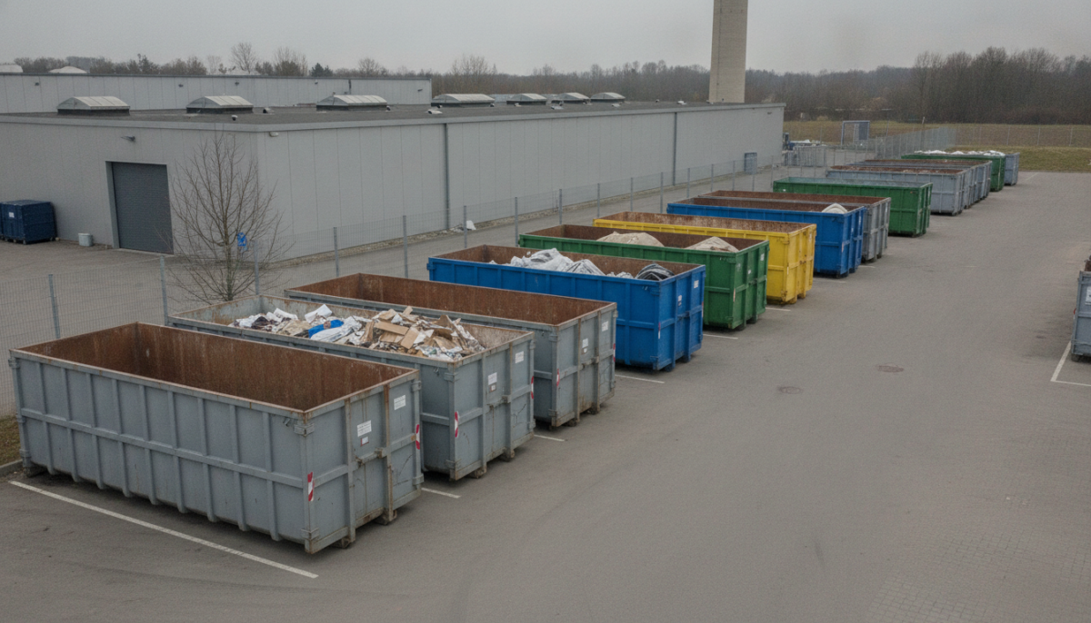 Kommunales Entsorgungszentrum mit Containern