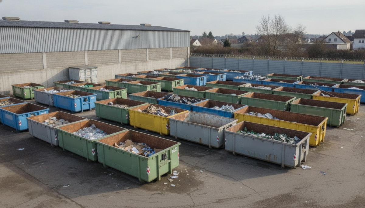 Kommunales Recyclingzentrum mit Containern
