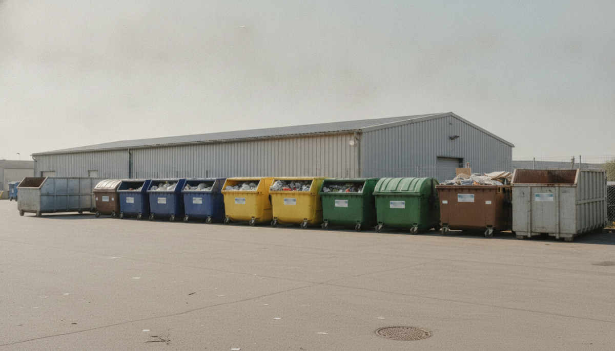 Kommunales Recyclingzentrum mit Containern