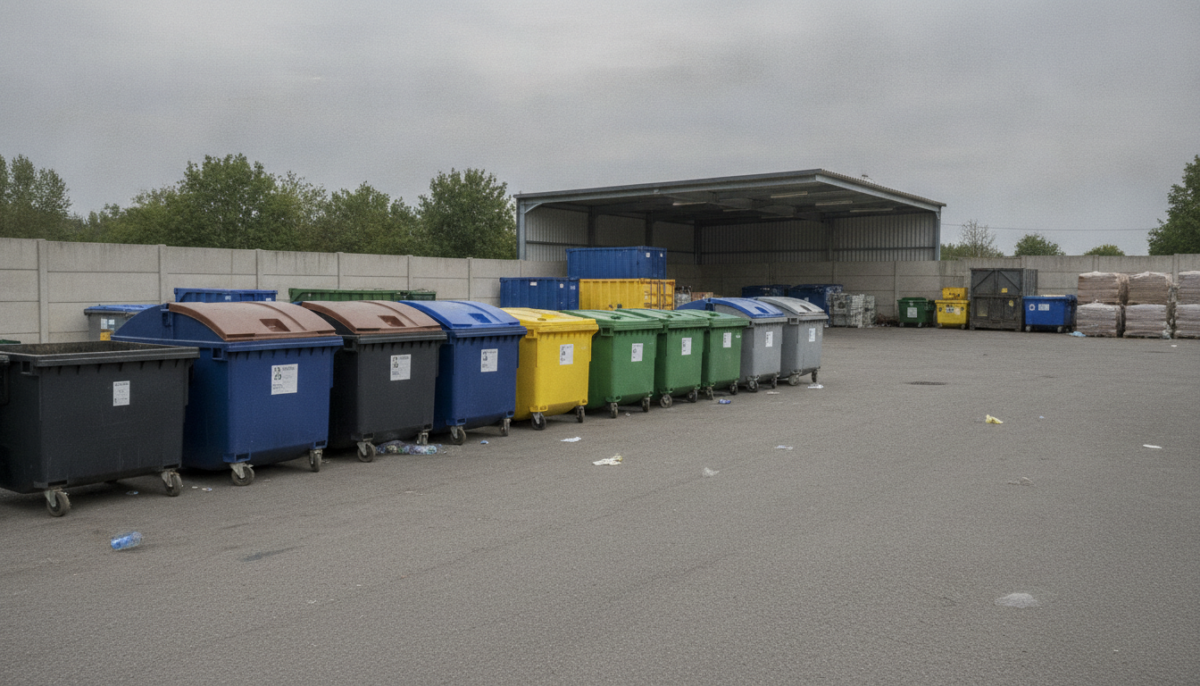 Kommunales Recyclingzentrum mit Containern