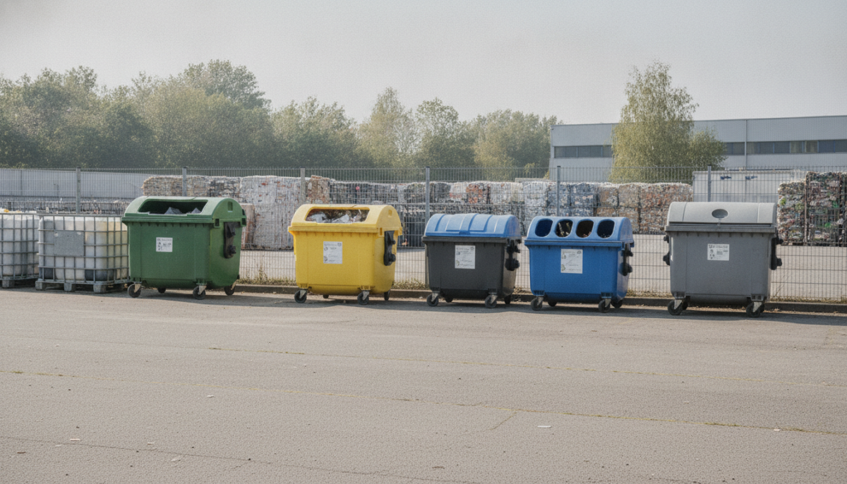 Kommunales Recyclingzentrum mit Containern