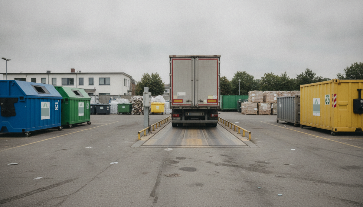 Kommunales Recyclingzentrum mit Containern