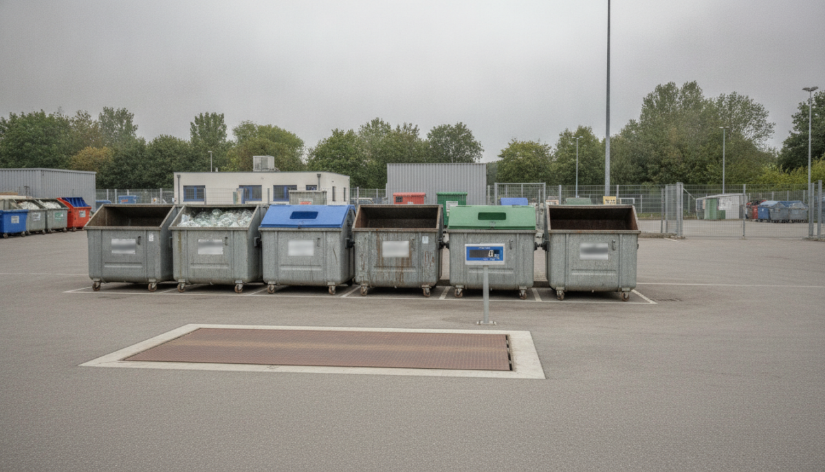 Kommunales Recyclingzentrum mit Containern