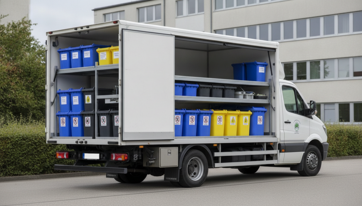 Kommunales Schadstoffmobil mit Sammelbehaeltern