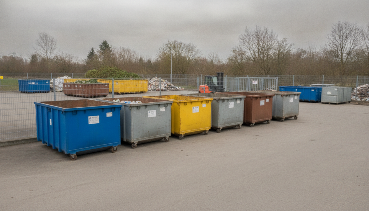 Kommunales Wertstoffzentrum mit Containern