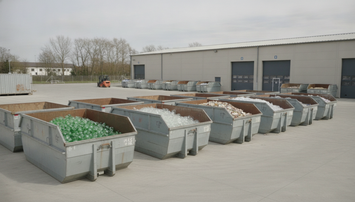 Kommunales Wertstoffzentrum mit Containern