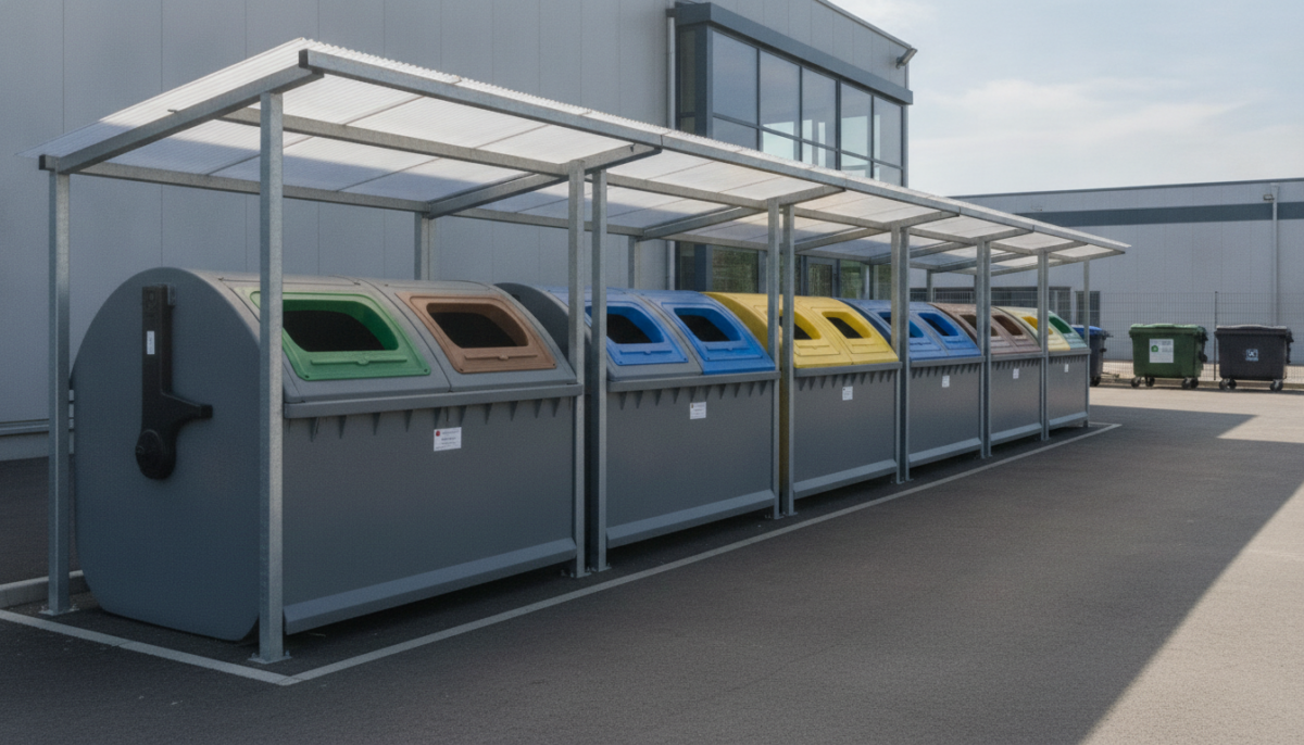 Moderne Recycling-Station mit Containern