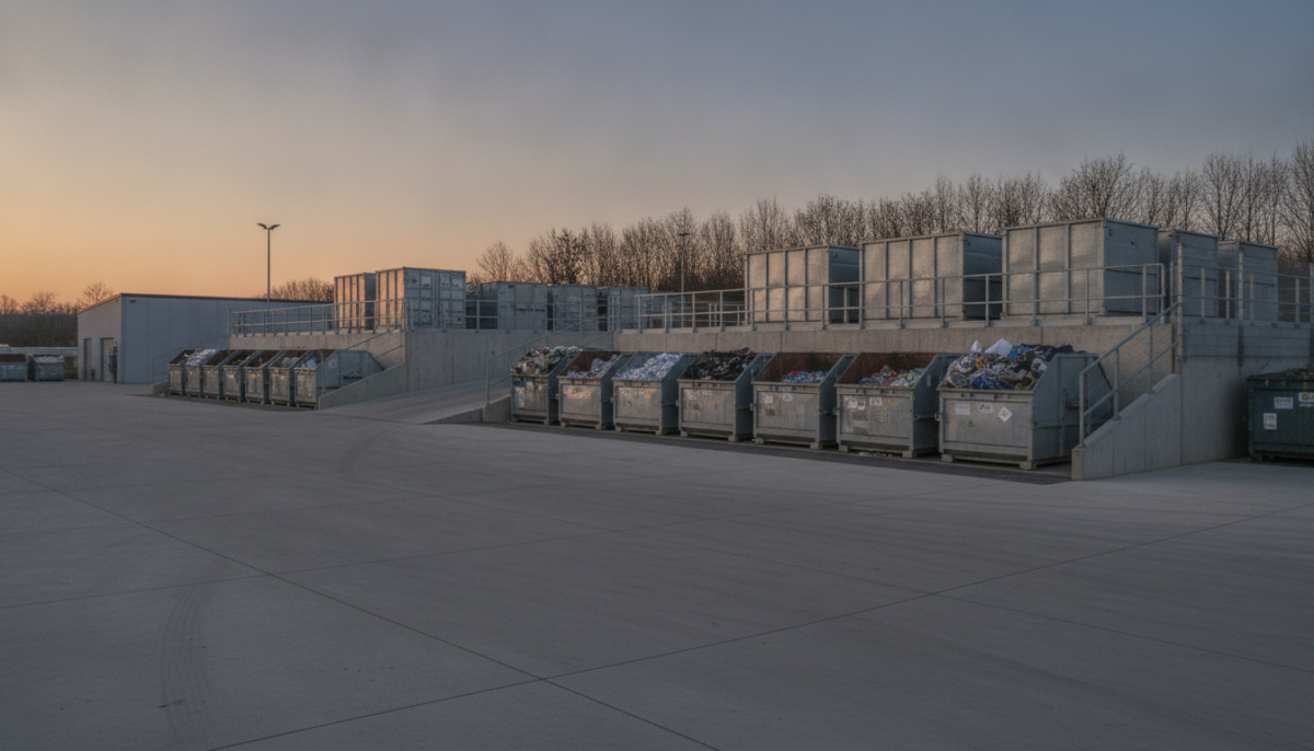 Moderner Wertstoffhof mit Containern