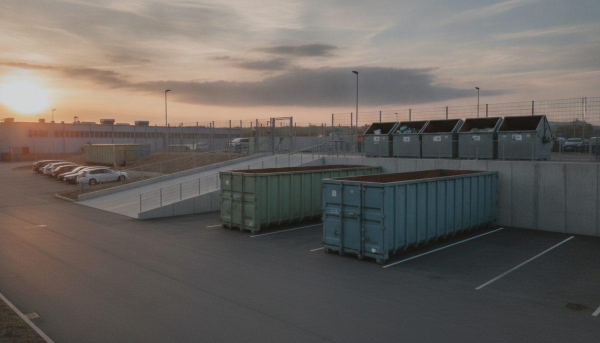 Moderner Wertstoffhof mit Containern