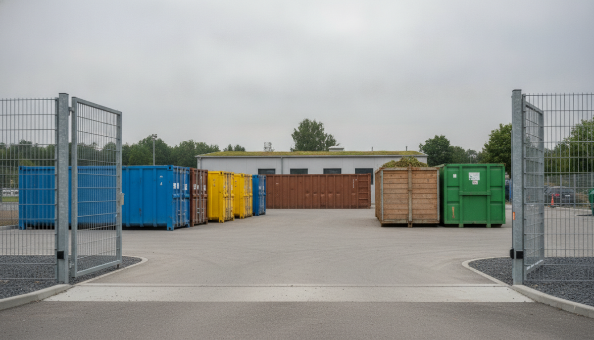 Moderner Wertstoffhof mit Tor