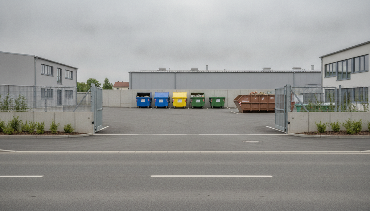Moderner Wertstoffhof mit Tor