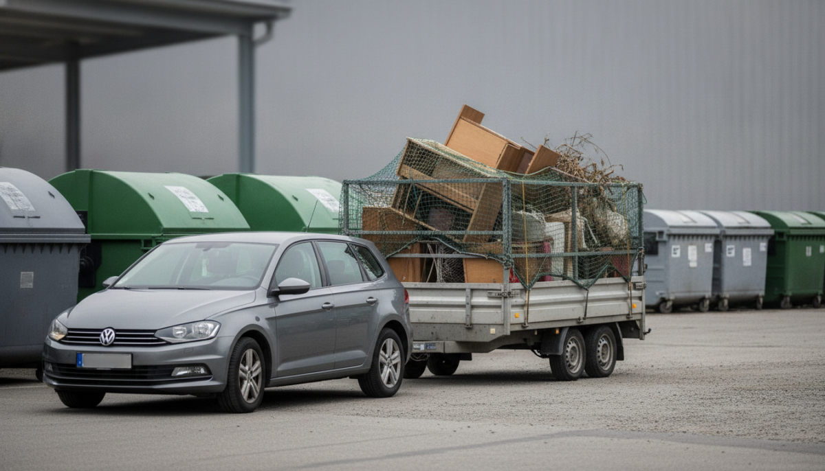 Pkw mit Anhaenger am Wertstoffhof