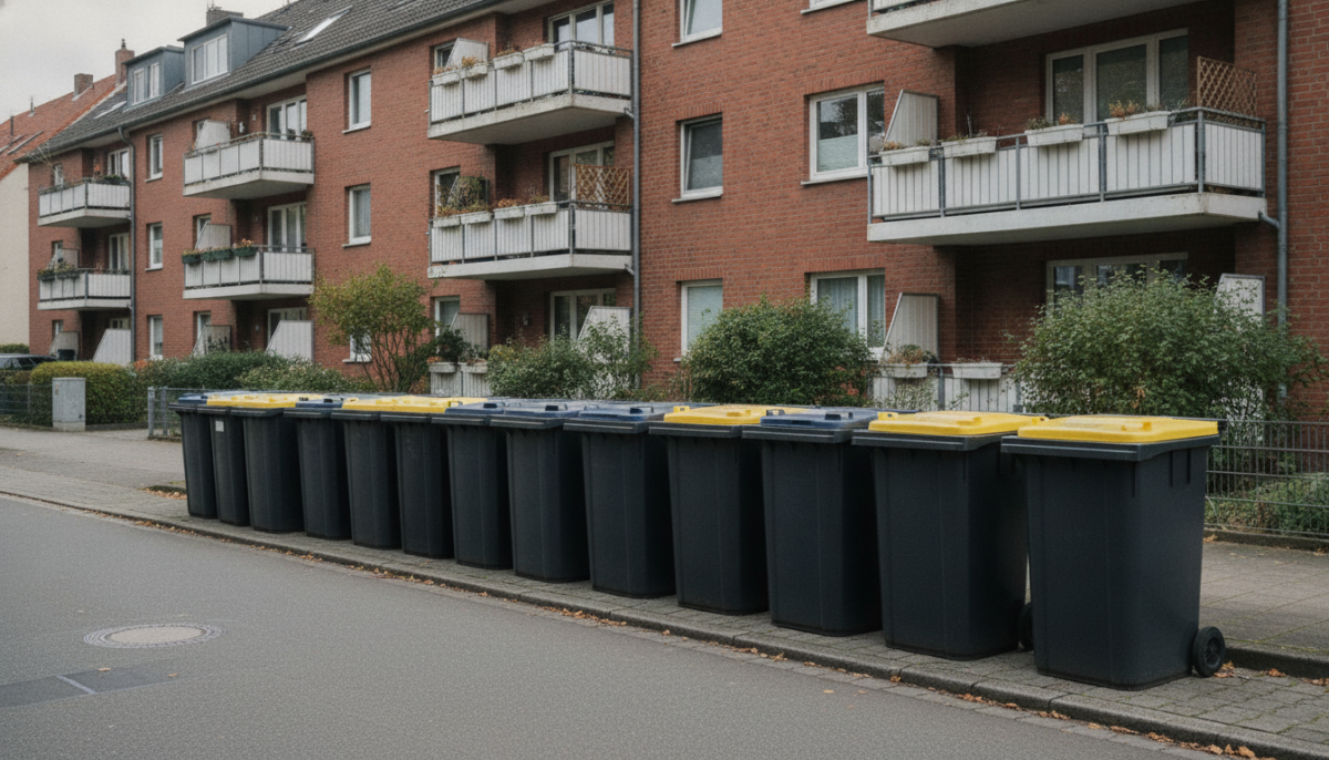 Restmuelltonnen am Strassenrand
