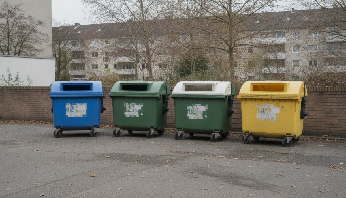 Staedtische Recycling-Station mit Containern