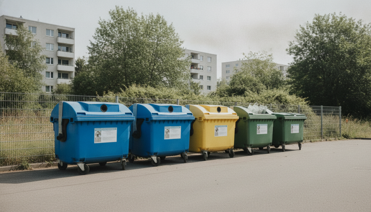 Staedtische Recycling-Station mit Containern