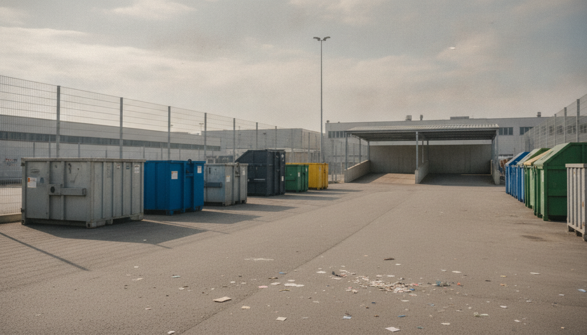 Staedtische Recycling-Station mit Containern
