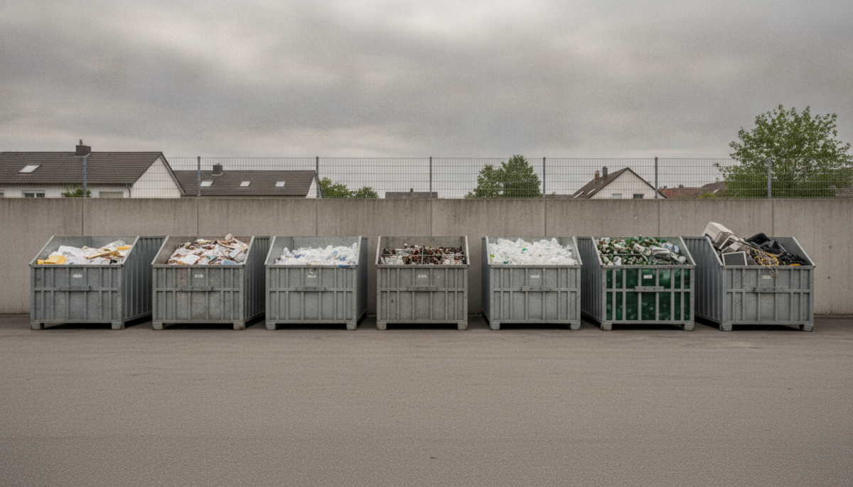 Staedtischer Wertstoffhof mit Containern
