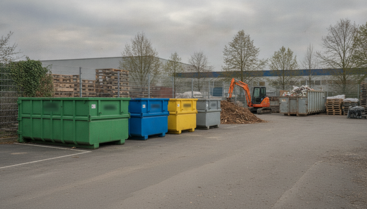 Staedtischer Wertstoffhof mit Containern