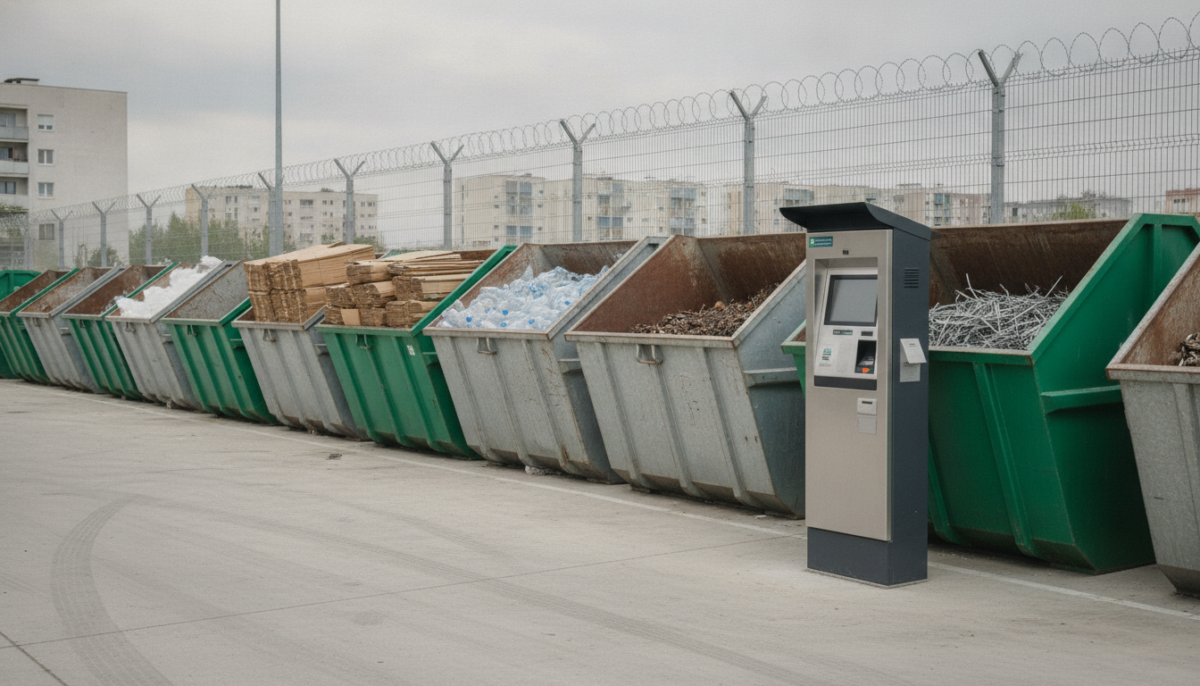 Staedtischer Wertstoffhof mit Containern