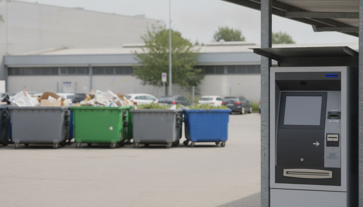 Staedtischer Wertstoffhof mit Containern