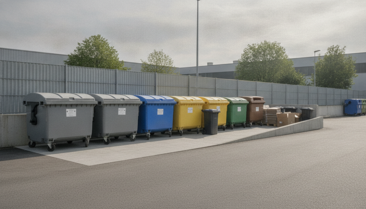 Staedtischer Wertstoffhof mit Containern