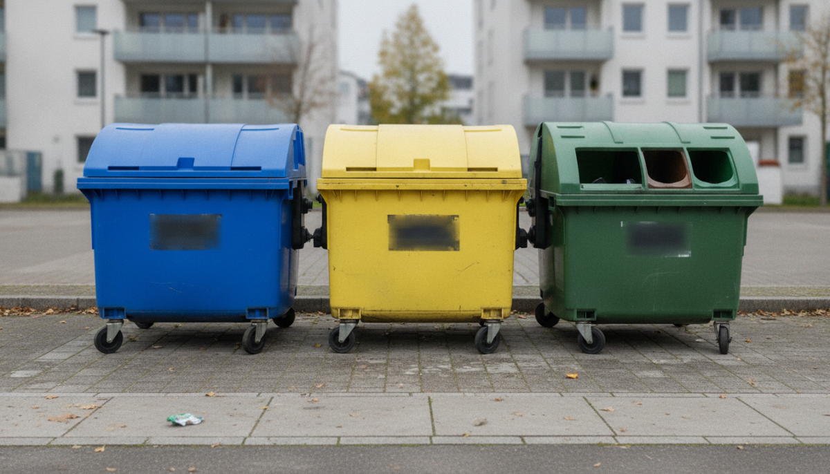 Wertstoffinsel mit Sammelcontainern